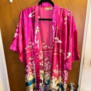 Vibrant Pink Floral Kimono